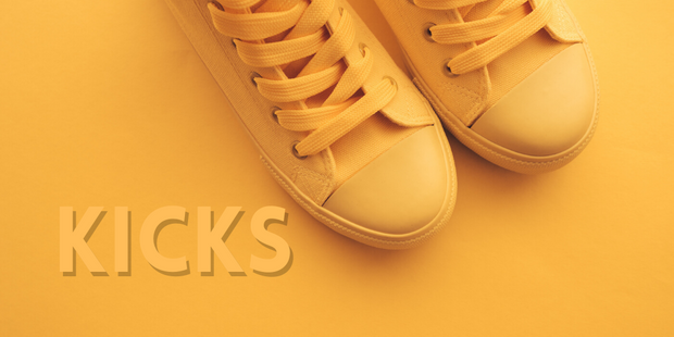 Yellow shoes on a yellow background